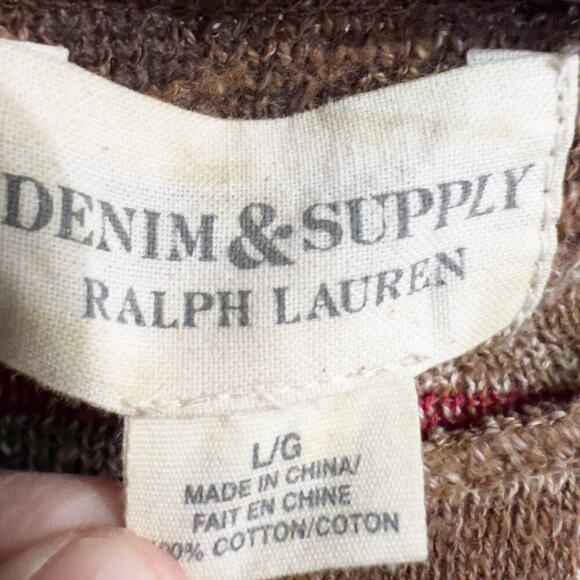 Denim & Supply Ralph Lauren Southwest Aztec Knit Sweater LightWeight Large Brown - Picture 4 of 5